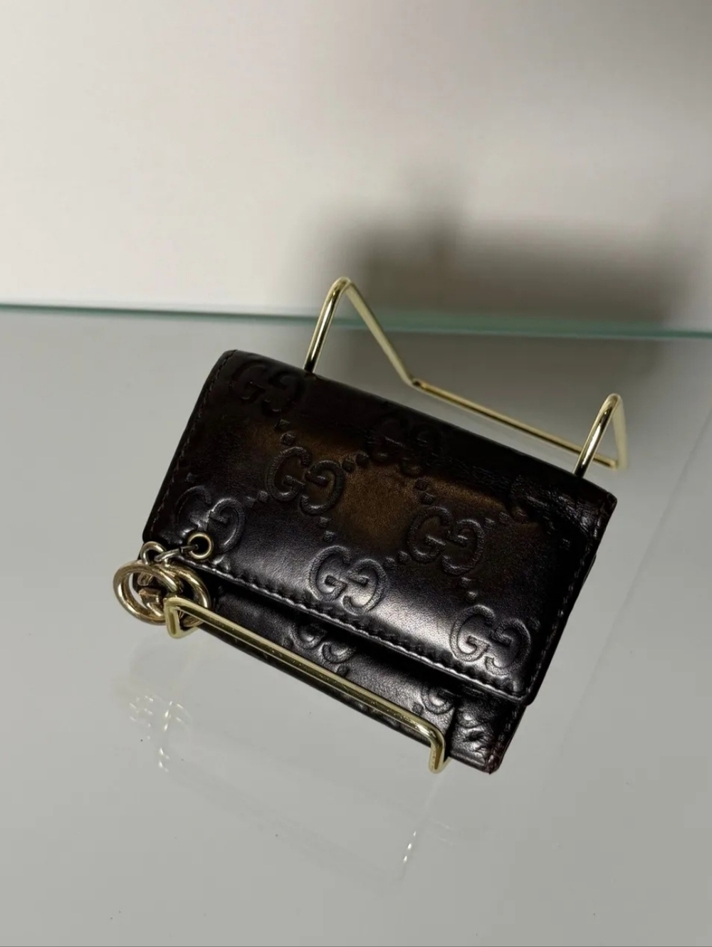 Authentic Gucci Brown Embossed Leather Key Pouch - Picture 6 of 6